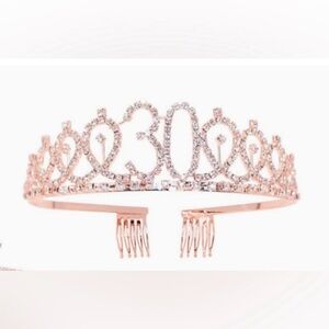 30th Birthday Tiara Rose Gold tone & Rhinestone, gently Preloved, multi-stone